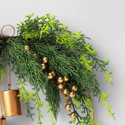 Christmas Hoop Wreath With Gold Bells - Wondershop™ 2 Christmas Hoop Wreath With Gold Bells - Wondershop™ - Image 2