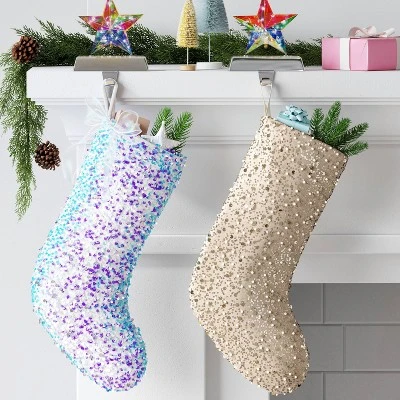 21" Christmas Iridescence Sequins Stocking With Bow - Wondershop™ 1 21" Christmas Iridescence Sequins Stocking With Bow - Wondershop™