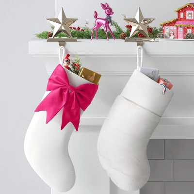 21" White Stocking With 3D Bow Decor - Wondershop™ 1 21" White Stocking With 3D Bow Decor - Wondershop™