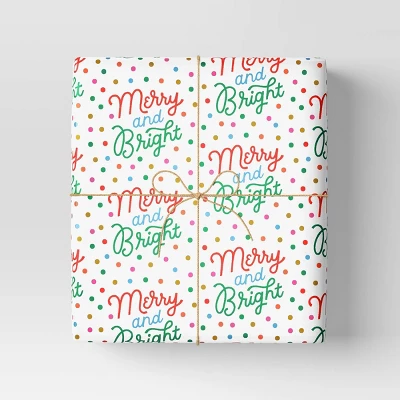 30" 50 Sq Ft Christmas Roll Wrap Merry And Bright On White - Wondershop™ 1 30" 50 Sq Ft Christmas Roll Wrap Merry And Bright On White - Wondershop™
