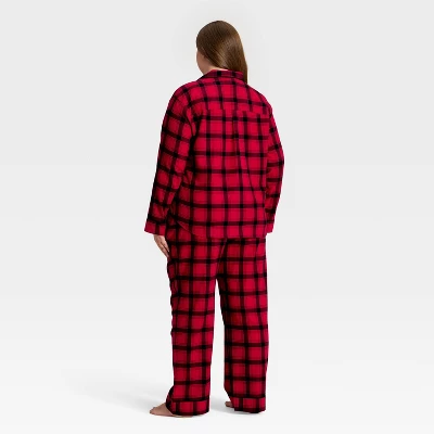 Women's Plaid Flannel Long Sleeve Shirt And Pants Holiday Matching Family Pajama Set - Wondershop™ Red/Black 1 Women's Plaid Flannel Long Sleeve Shirt And Pants Holiday Matching Family Pajama Set - Wondershop™ Red/Black