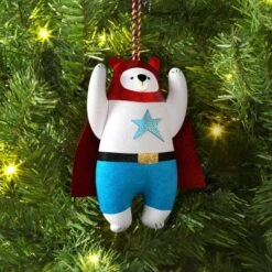 5.25" Christmas Fabric Superhero Ornament Polar Bear - Wondershop™