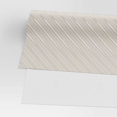 30” 25 Sq Ft Christmas Roll Wrap Blush/White/Gold Diagonal Stripes - Wondershop™ 2 30” 25 Sq Ft Christmas Roll Wrap Blush/White/Gold Diagonal Stripes - Wondershop™ - Image 2