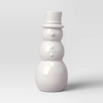 7" Christmas Ceramic Iridescent Snowman Figurine - Wondershop™ 2 7" Christmas Ceramic Iridescent Snowman Figurine - Wondershop™ - Image 2