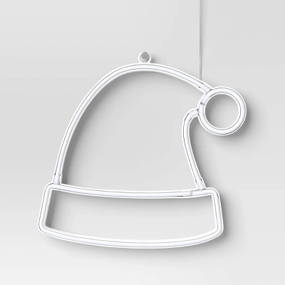 LED Battery Operated Christmas Neon Santa Hat Hangable Sign Red/White - Wondershop™ 2 LED Battery Operated Christmas Neon Santa Hat Hangable Sign Red/White - Wondershop™ - Image 2