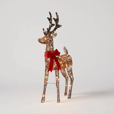 LED Faux Rattan Fawn With Red Bow Christmas Novelty Sculpture Light - Wondershop™ 6 LED Faux Rattan Fawn With Red Bow Christmas Novelty Sculpture Light - Wondershop™ - Image 6