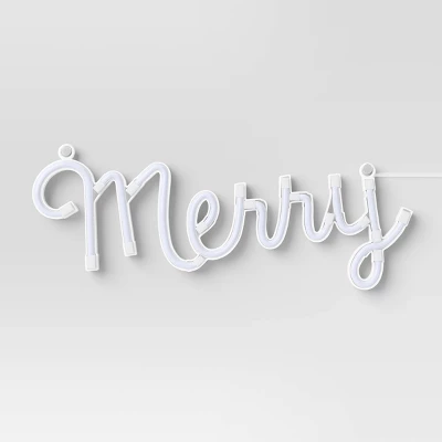 LED Battery Operated Christmas Neon Merry Hangable Sign Red - Wondershop™ 2 LED Battery Operated Christmas Neon Merry Hangable Sign Red - Wondershop™ - Image 2