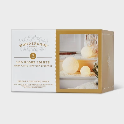 3pc LED Glittered Globe Christmas Novelty Sculpture Light White - Wondershop™ 3 3pc LED Glittered Globe Christmas Novelty Sculpture Light White - Wondershop™ - Image 3