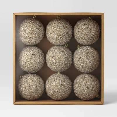 9ct Christmas Tinsel Ball Champagne - Wondershop™ 2 9ct Christmas Tinsel Ball Champagne - Wondershop™ - Image 2