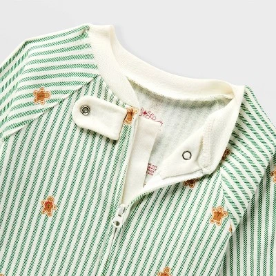 Baby Gingerbread Striped Ribbed Holiday Matching Family Footed Pajama - Wondershop™ Cream 2 Baby Gingerbread Striped Ribbed Holiday Matching Family Footed Pajama - Wondershop™ Cream - Image 2