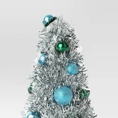 8" Christmas Tinsel Tree With Flower - Wondershop™ 2 8" Christmas Tinsel Tree With Flower - Wondershop™ - Image 2
