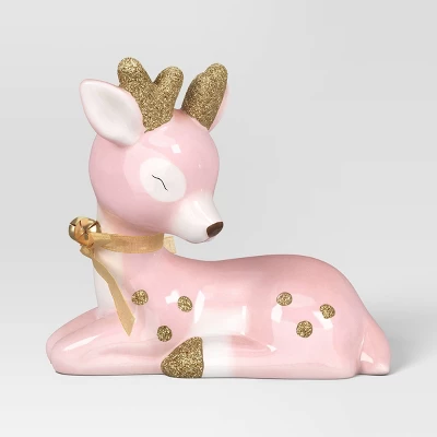 Christmas Ceramic Sitting Deer Décor Pink - Wondershop™ 2 Christmas Ceramic Sitting Deer Décor Pink - Wondershop™ - Image 2