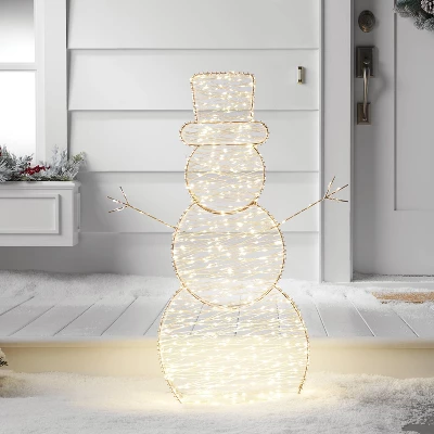 LED Champagne Metal Snowman Christmas Novelty Sculpture Light With White Color Light Bulb - Wondershop™ 1 LED Champagne Metal Snowman Christmas Novelty Sculpture Light With White Color Light Bulb - Wondershop™