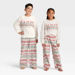 Kids' "Let It Snow" Fair Isle Microfleece Holiday Matching Family Pajama Pants - Wondershop™ Cream -Christmas Sale Store GUEST f7d95059 5f07 40cf 82da 71d55621510c