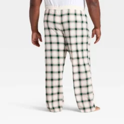 Men's Plaid Ribbed Holiday Matching Family Pajama Pants - Wondershop™ Cream