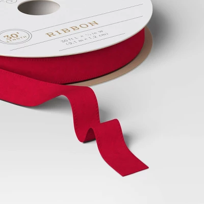 30' Christmas Premium Ribbon Dark Pink Faux Velvet- Wondershop™ 2 30' Christmas Premium Ribbon Dark Pink Faux Velvet- Wondershop™ - Image 2