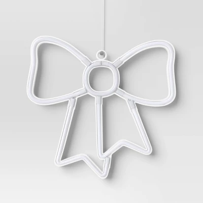 LED Battery Operated Christmas Neon Bow Hangable Sign Red - Wondershop™ 2 LED Battery Operated Christmas Neon Bow Hangable Sign Red - Wondershop™ - Image 2