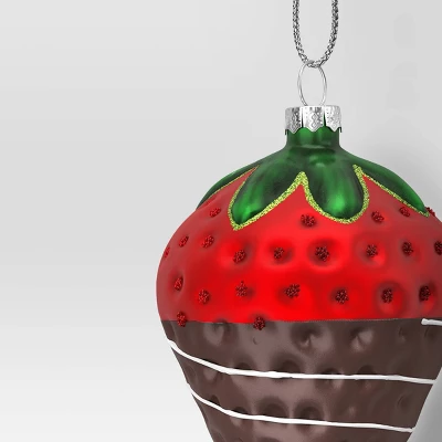 Christmas Glass Chocolate Dipped Strawberry Ornament - Wondershop™ 2 Christmas Glass Chocolate Dipped Strawberry Ornament - Wondershop™ - Image 2